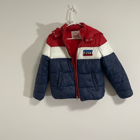 Levi's Red White Blue Boys Large Puffer Jacket - Picture 4 of 15
